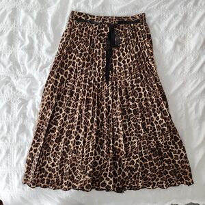 Zara Animal Print Pleated Skirt